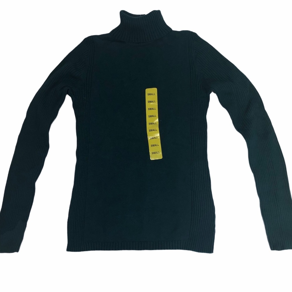 Leo And Nicole Turtleneck Sweater - Ribbed - Teal